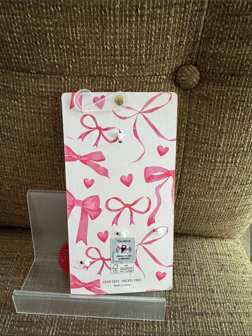 Piper K rhinestone heart lipstick bag charm key chain NWT